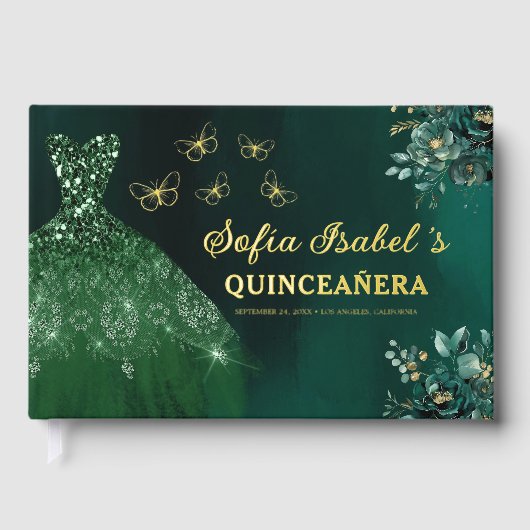 Robe verte Emeraude Florale Anniversaire Quinceane (Recto)