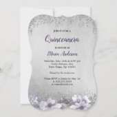 Robe violet argenté Floral Quinceanera Invitation (Dos)