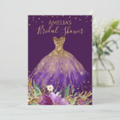 Robe violette améthyste or Invitation de mariage d (Debout devant)