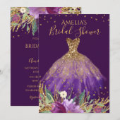 Robe violette améthyste or Invitation de mariage d (Devant / Derrière)