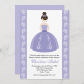Robe violette Brunette Quinceanera Invitations (Devant / Derrière)