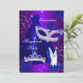 Robe violette et bleue mascarade Invitation Quince (Debout devant)
