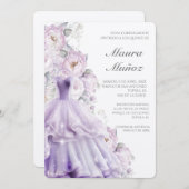 Robe violette invitation quinceañera (Devant / Derrière)