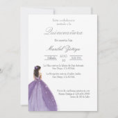 Robe violette Quinceanera invitation (Devant)