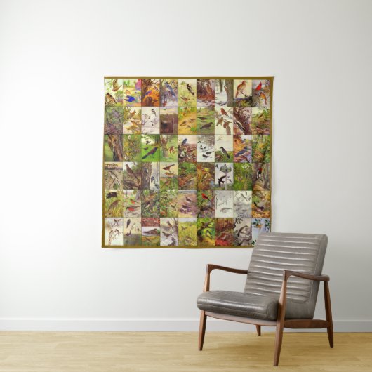 Robert Bruce Horsfall Square Birds Collage Wandkleed (In situ)