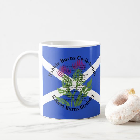 Robert Burns Birthday Poem Thistle Flag Koffiemok (Met donut)