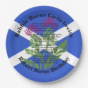 Robert Burns Birthday Poem Thistle Flag Large 9" Papieren Bordje
