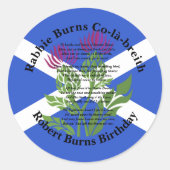 Robert Burns Birthday Poem Thistle Flag Ronde Sticker (Voorkant)