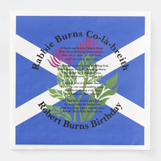 Robert Burns Birthday Poem Thistle Flag Servet (Voorkant)