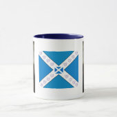 Robert Burns met de Mok van de Schotse Saltire Cof (Midden)