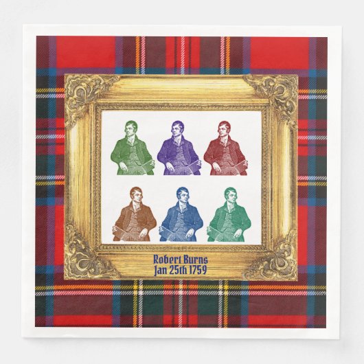 Robert Burns Royal Stewart Plaid Jan 25 Multi Servet (Voorkant)