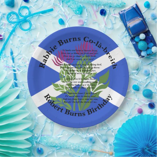 Robert Burns Verjaardagsgedicht Thistle Flag Groot Papieren Bordje (Feest)