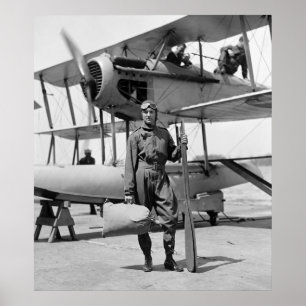Robert E. Byrd with Hydroairplane, 1920s Poster