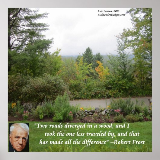 Robert Frost "Road Less Traveled" Wisdom Poster (Devant)