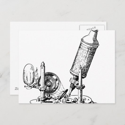 Robert Hooke's microscoop Briefkaart (Voorkant / Achterkant)