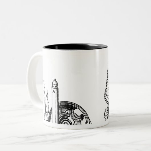 Robert Hooke's microscoop Tweekleurige Koffiemok (Voorkant links)