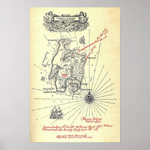 Robert Louis Stevenson's Treasure Island Map Poster