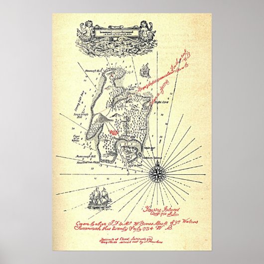Robert Louis Stevenson's Treasure Island Map Poster (Voorkant)