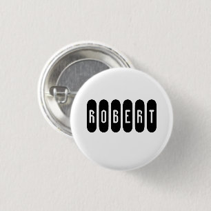 Robert Mannen naam in zwart en wit, Ronde Button 3,2 Cm