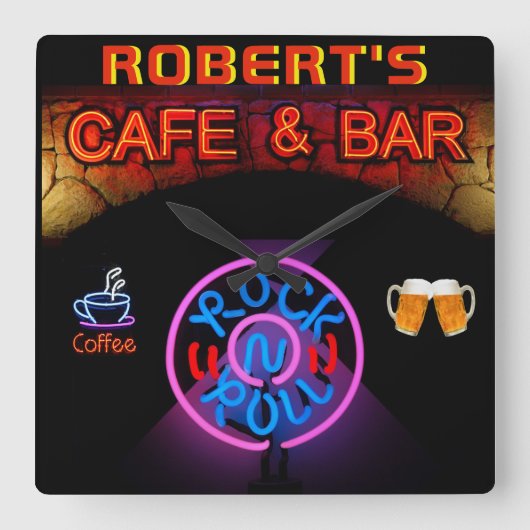 ROBERT - Naam Neon Sign Bar Mancave Den Clock Fun Vierkante Klok (Voorkant)