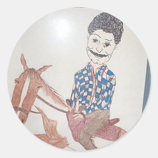 Robert op paard ronde sticker