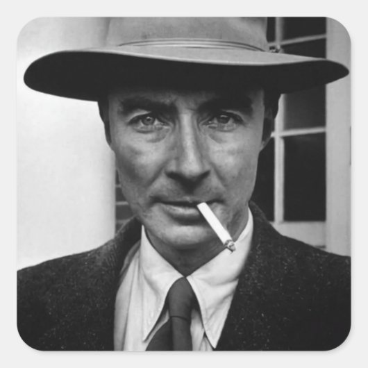 Robert Oppenheimer Smoking Photo Vierkante Sticker (Voorkant)
