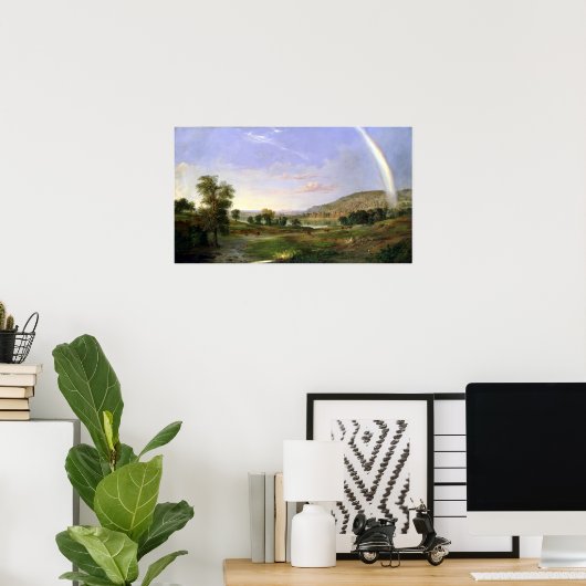 Robert S. Duncanson Landschap met Regenboog Poster (Thuiskantoor)