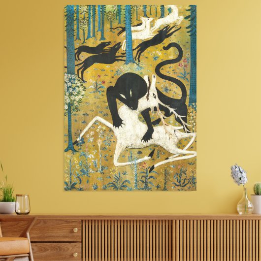 Robert Winthrop Chanler - Luipaard en herten (1912 Canvas Afdruk (Insitu (Woonkamer))