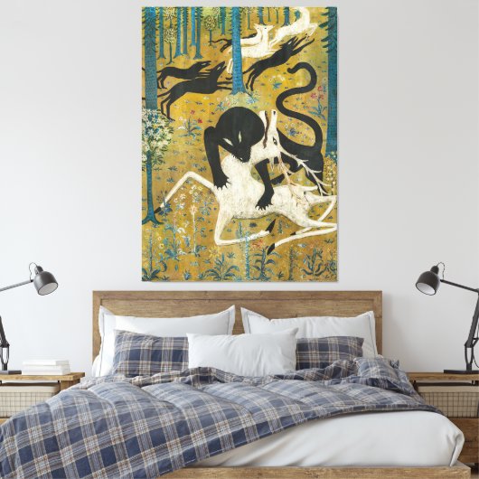 Robert Winthrop Chanler - Luipaard en herten (1912 Canvas Afdruk (Insitu (Slaapkamer))