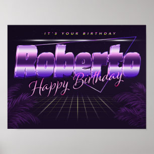 Roberto Nom Vorname lila retro Poster Geburtstag