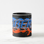 Roberto prénom nom tasse graffiti bleu orange (Centre)