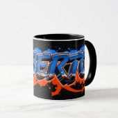 Roberto prénom nom tasse graffiti bleu orange (Devant droit)