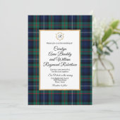 Robertson Plaid Monogramme Faire-part de mariage (Debout devant)