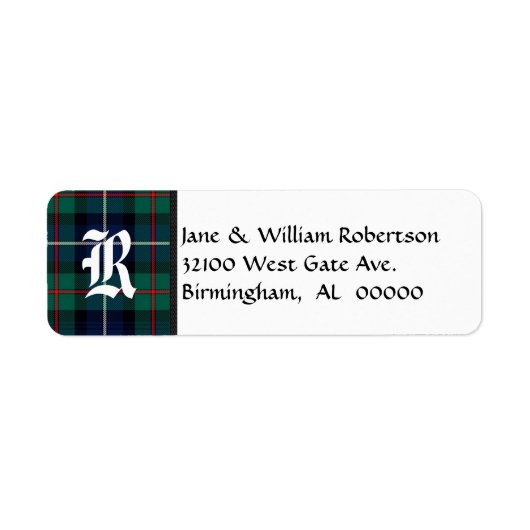 Robertson Tartan Plaid Monogram Étiquettes de adre (Devant)