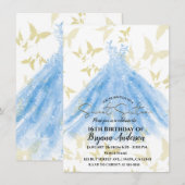 Robes bleues de danse papillon doré Invitation de  (Devant / Derrière)