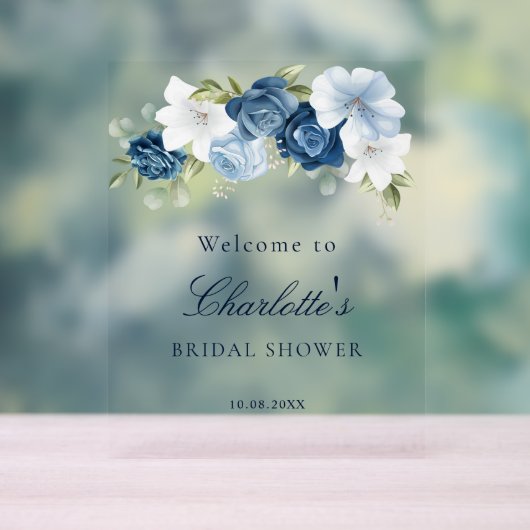 Robes de mariée bleues poudrées florales Shower (Neutre)