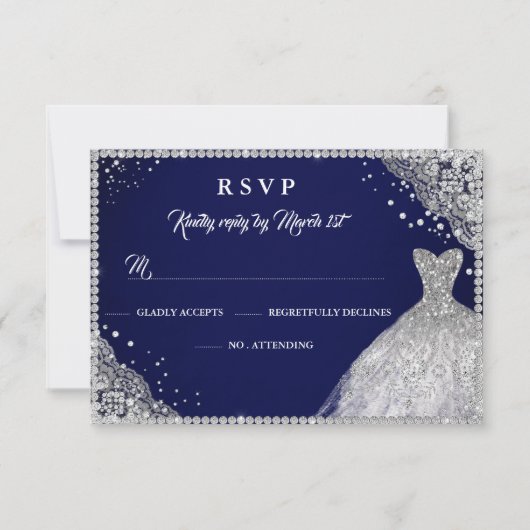 Robes de soirée Navy Silver Diamond Sparkle RSVP (Devant)