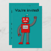 Robi de Retro Robot Uitnodiging (Voorkant / Achterkant)