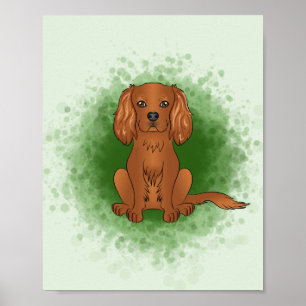 Robijn Cavalier King Charles Spaniel Hond Op Groen Poster