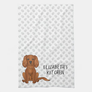 Robijn Cavalier King Charles Spaniel Hond & Tekst Theedoek