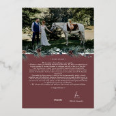 Robijn Rood Groene Vintage Trouwportret Folie Feestdagenkaart (Achterkant)