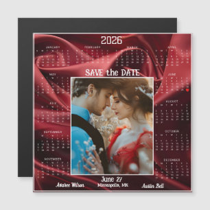 Robijn Rood Luxe Satijn Save the Date Verloving Ec