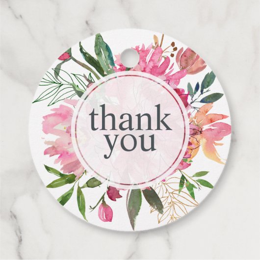 Robijn Roze Pioen Bloemig Botanisch Trouw Bedankt Bedankjes Labels (Achterkant)