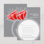 Robijnen ring 40ste huwelijksverjaardag antwoordka RSVP kaartje (Voorkant / Achterkant)