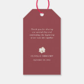 Robijnrood en wit bloemendankjewel cadeaulabel (Achterkant)