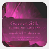 Robijnrood Zijde Elegant Modern Luxe Productlabel Vierkante Sticker (Voorkant)