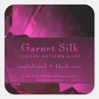 Robijnrood Zijde Elegant Modern Luxe Productlabel Vierkante Sticker