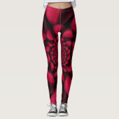 Robijnrood Zwart Bloemblad Leggings (Voorkant)