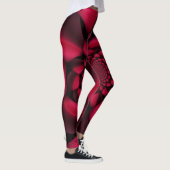 Robijnrood Zwart Bloemblad Leggings (Rechts)