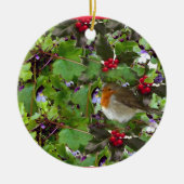 Robin avec saint et lierre - décoration de noël (Devant)